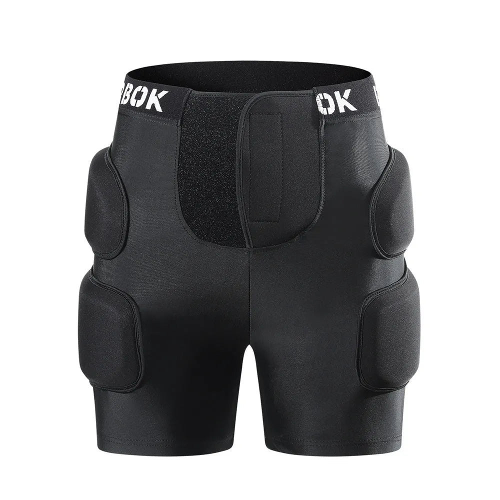 Black adult hip protection pad with NBR foam for roller skating and skateboarding safety.