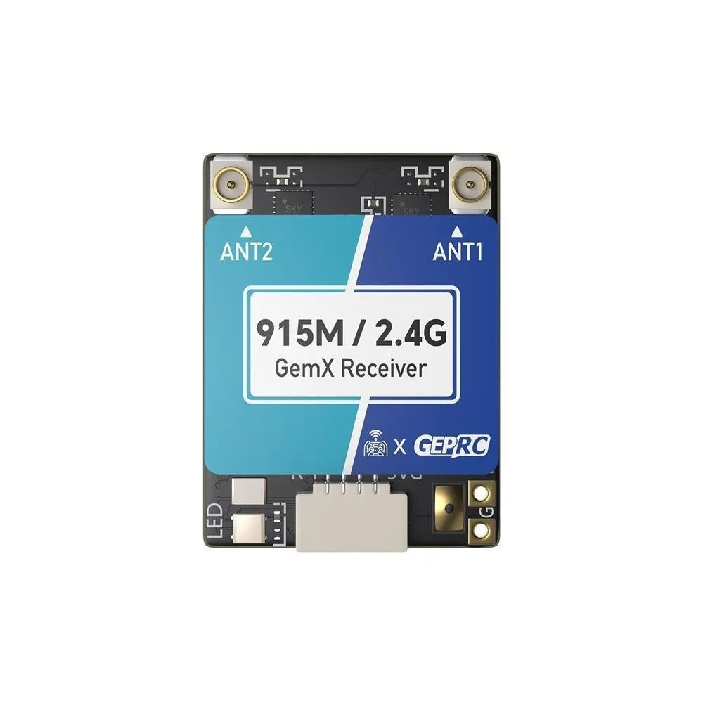 FPV dual-frequency receiver base station with GemX Gemini module and two T-shaped antennas