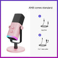Dynamic noise reduction microphone with XLR cable in black, pink, or white colours with adjustable bracket mount