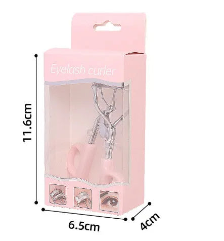 A4 chrome scissor handle eyelash curler with curved tail in assorted colour options.