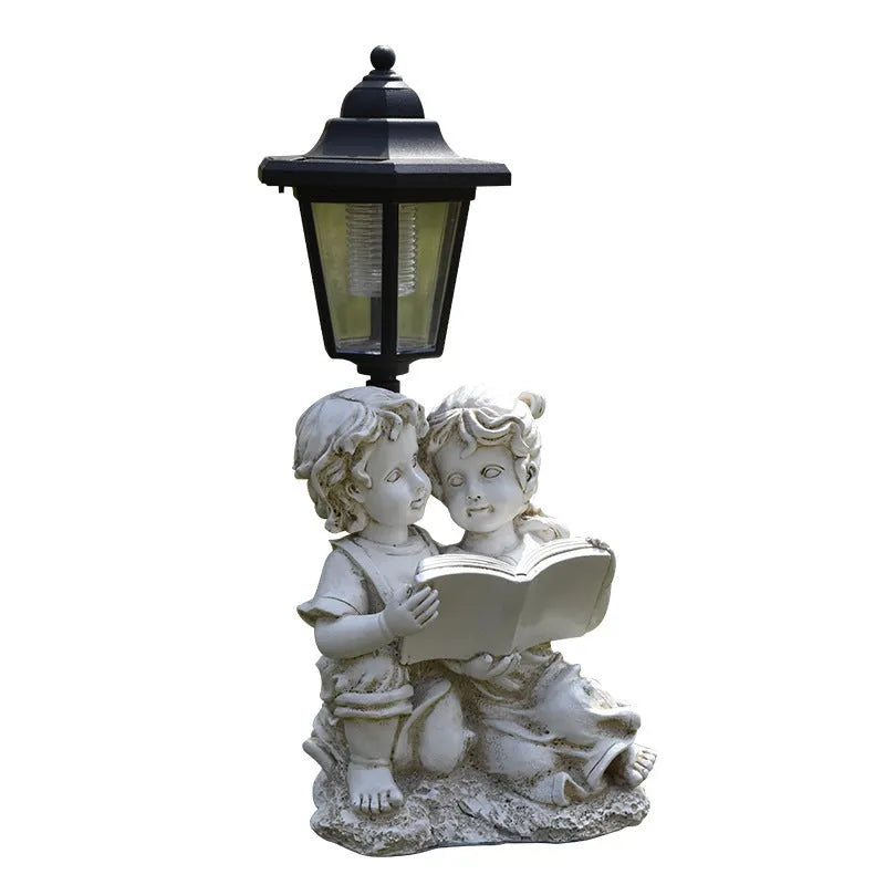 Hexagonal solar garden lamp in synthetic resin with American country design