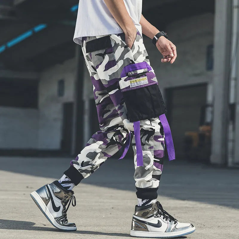 Men's loose casual overalls in cotton blend, 70% cotton, available in Green or Purple, sizes M to 3XL.