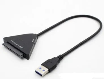 Black USB 3.0 to SATA adapter cable with 7+15 pin interface for 2.5-inch and 3.5-inch hard drives