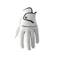 White half sheepskin golf glove for men showing non-slip palm.