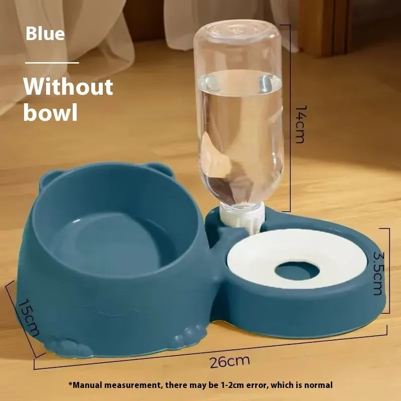 Double bowl automatic cat water fountain with stainless steel ceramic construction and plastic base