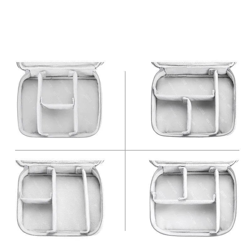 Black and grey EVA digital storage bags showing single and double layer headphone organiser designs