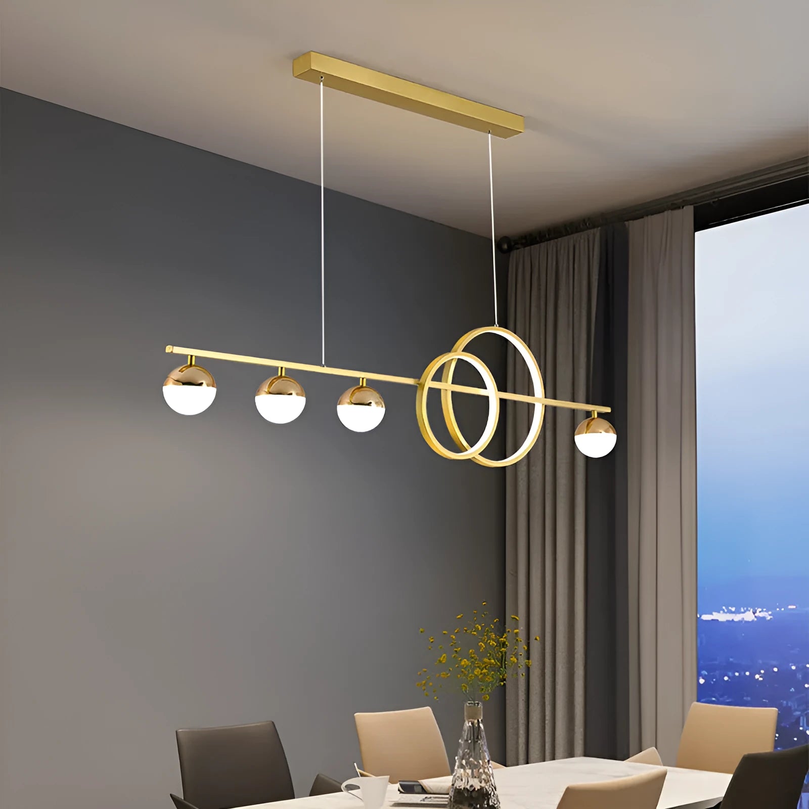 Rectangular aluminium ceiling light in black or gold finish with remote control for dimming