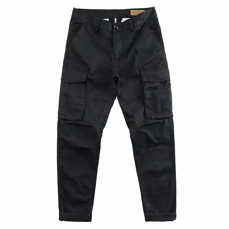 Men's cotton labour protection trousers with multiple pockets in cropped length design