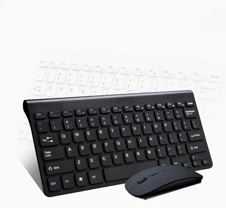 Wireless keyboard and mouse set in black or white with USB receiver for 2.4GHz connection