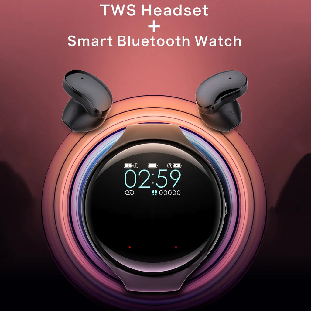 Black detachable smart bracelet and Bluetooth headset combo with colour screen.
