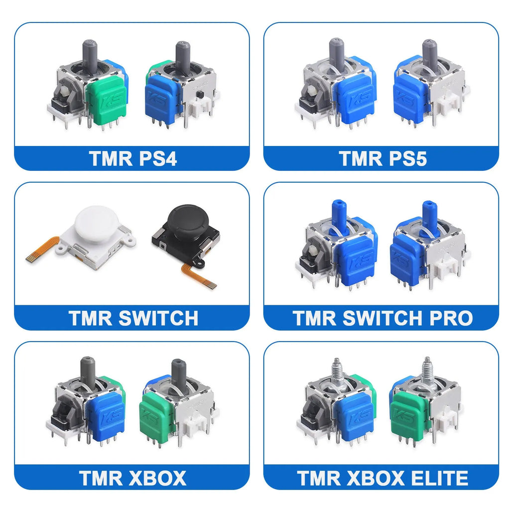 Hall effect electromagnetic joystick replacement module for PS5 PS4 XBOX and Nintendo Switch gamepad controllers.