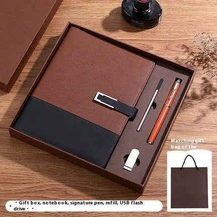 Genuine leather A5 business notebook with wood-free paper pages in multiple colour options including brown, black, green, blue, and red