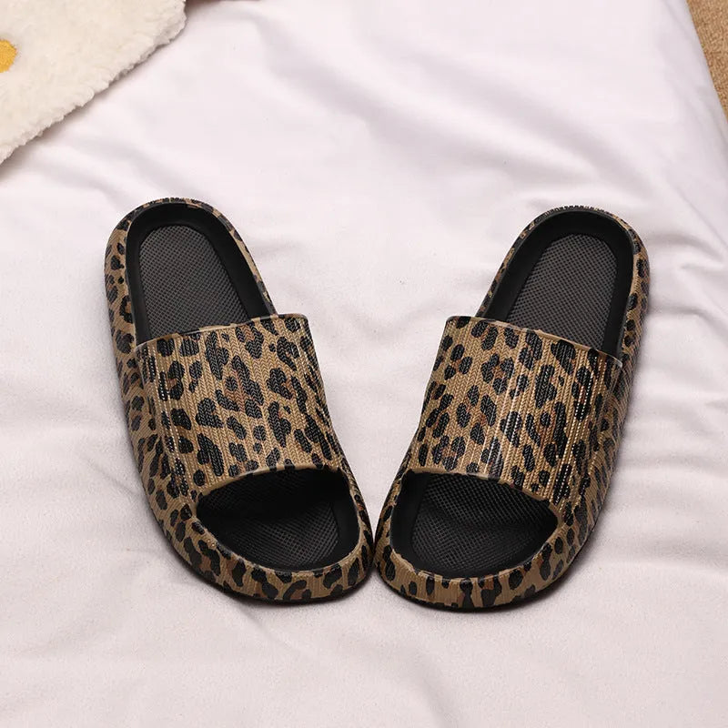 Leopard print slippers with thick EVA sole in various animal pattern colours