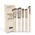 MAANGE five angled makeup brushes in apricot for powder, blusher and foundation application