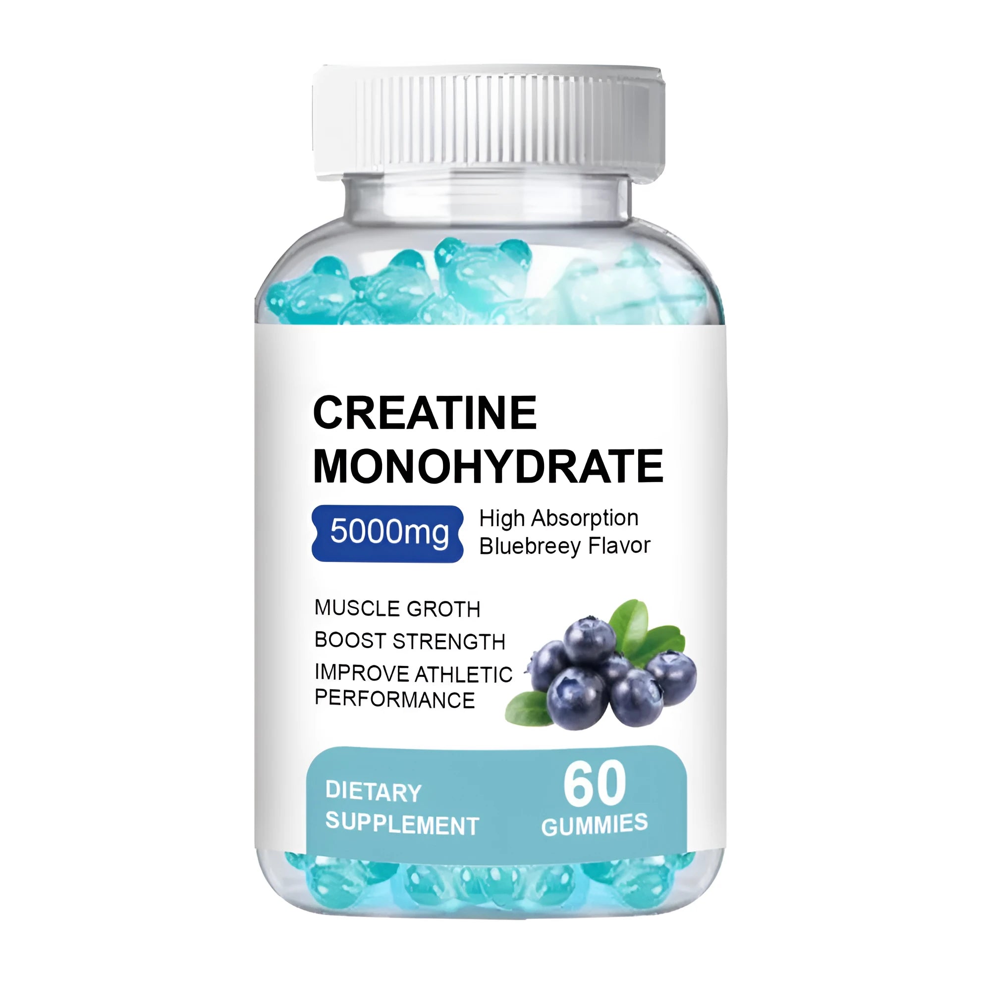 Creatine Monohydrate Gummies supplement in soft candy form, 60-piece pack