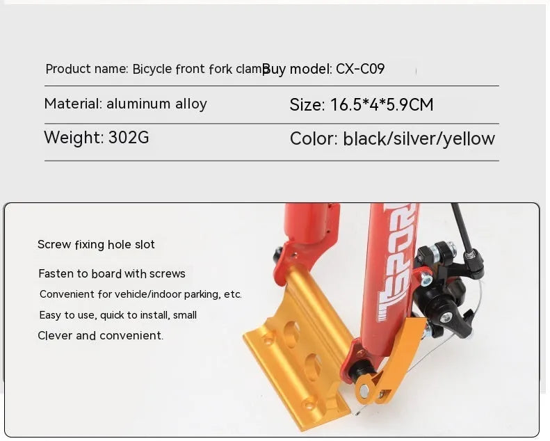 Silver metal bicycle front fork quick release fixing clip with adjustable clamp mechanism