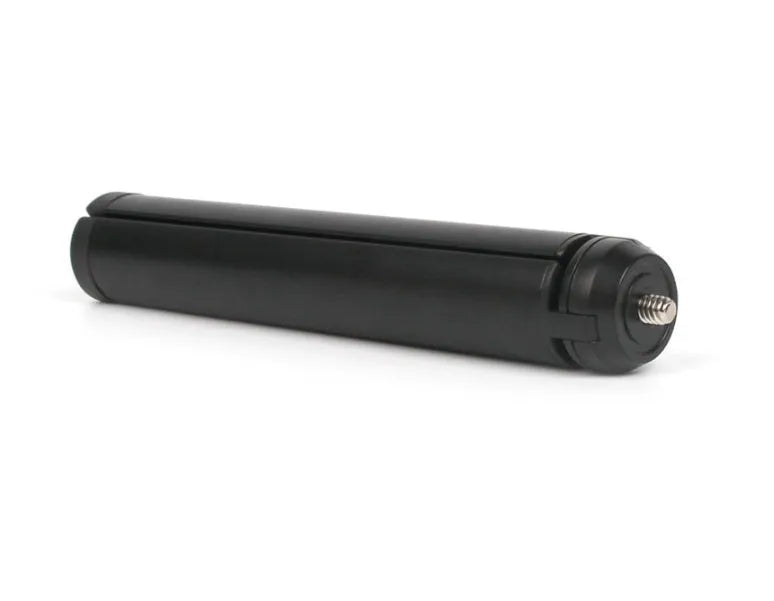 Black aluminium alloy PTZ mobile phone tripod stabiliser mounted with an iPhone.