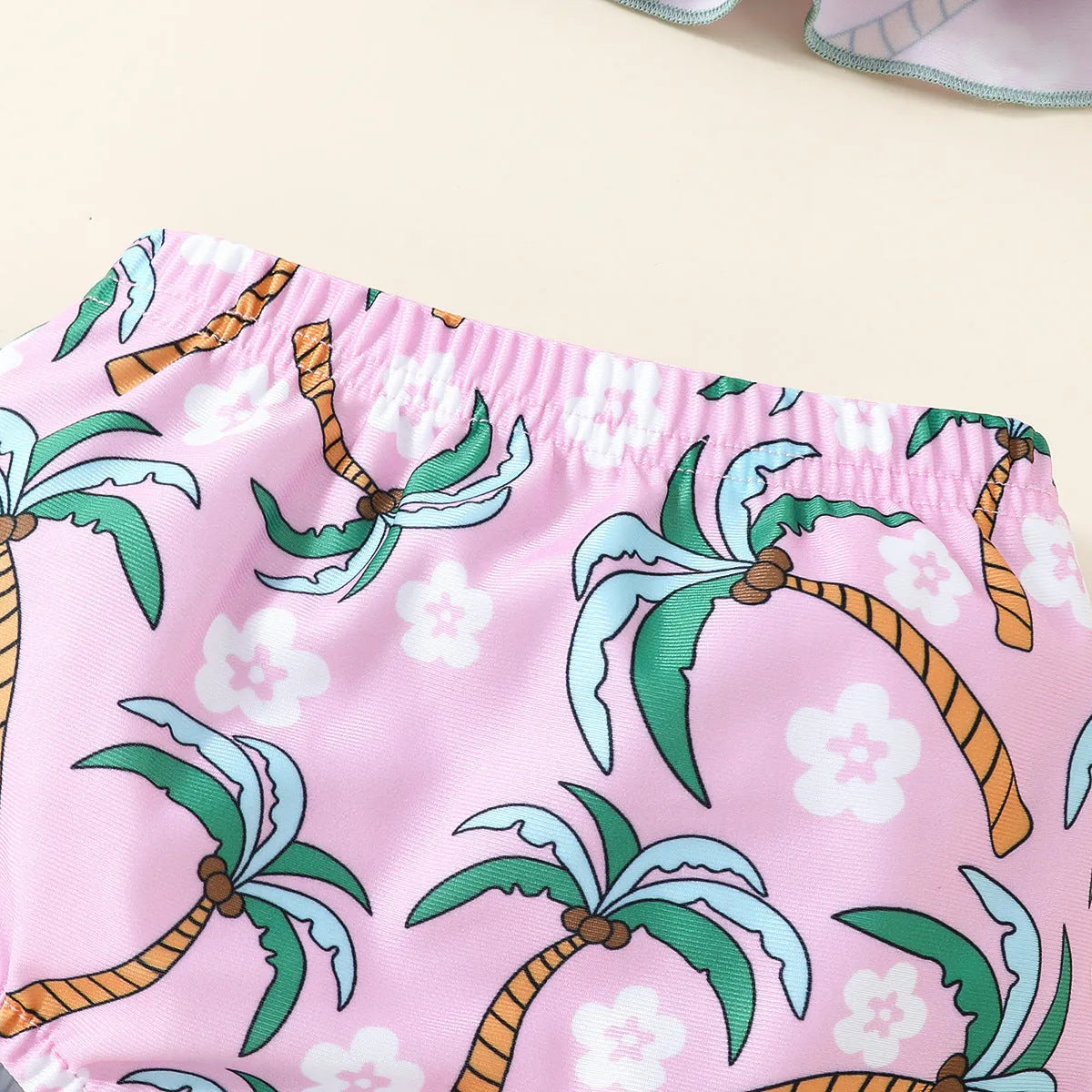White children's two-piece swimsuit set with top and beach shorts