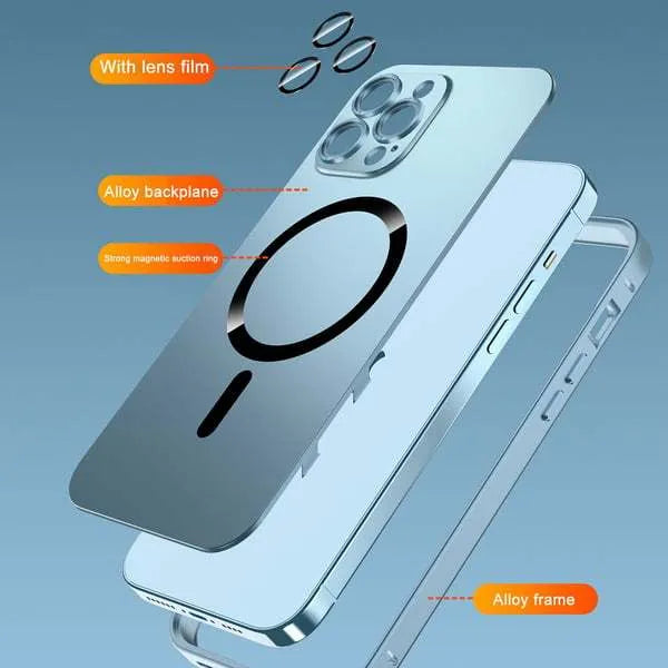 Aluminium alloy frame iPhone case with magnetic closure in five metallic colour options