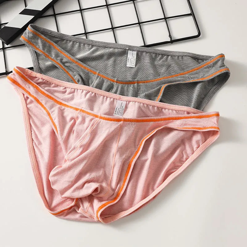 Men's modal ice silk underwear briefs in dark gray and blue with butt-lift hip shaping design