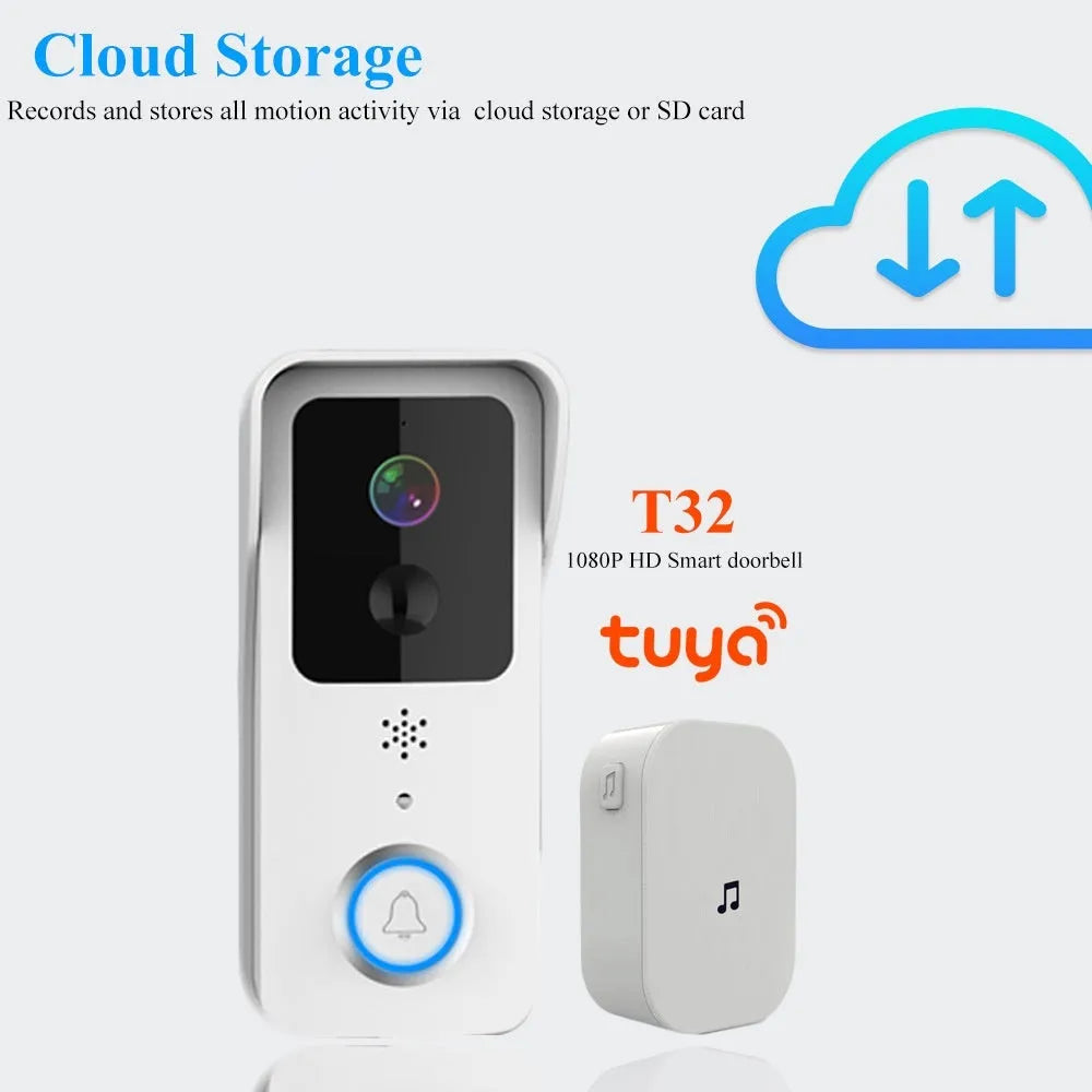 Smart waterproof visual doorbell with 18650 battery for wireless HD intercom security
