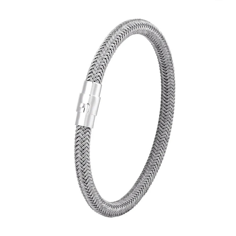 Men's geometric titanium steel wire bracelet with a magnetic clasp
