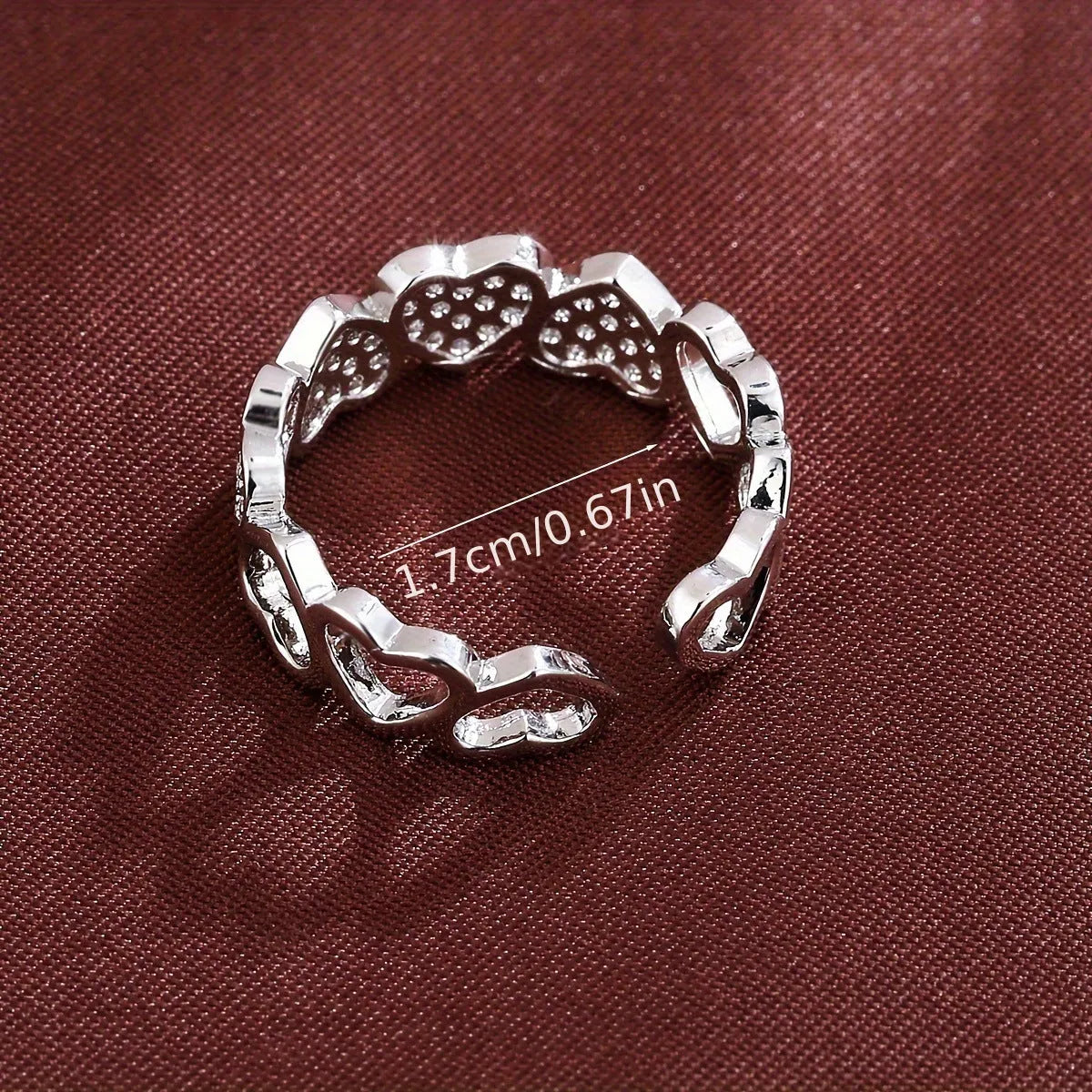 Adjustable opening couples ring with geometric heart design in gold and silver colour options