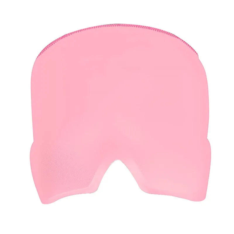 Black elastic cloth gel cooling eye mask for headache relief, shown with adjustable strap.