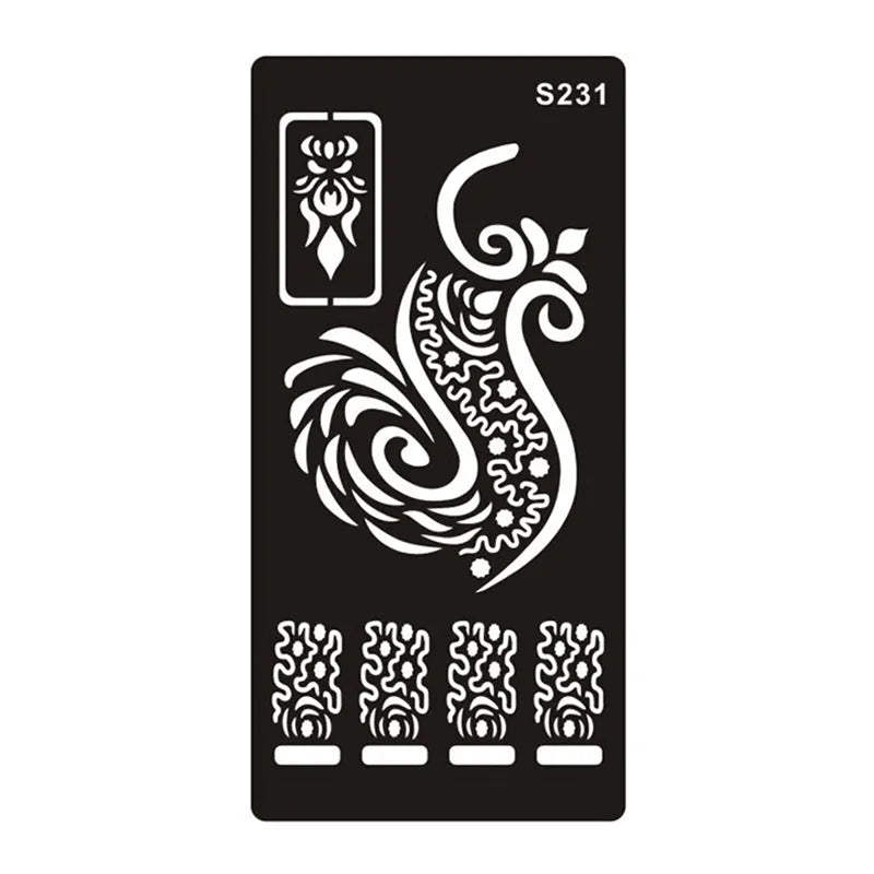 Geometric hollow tattoo template stickers on water transfer paper in multiple colours