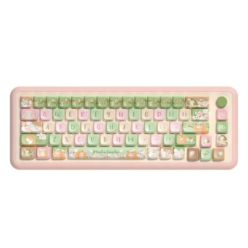 Mu Xia Garden custom dye sublimation keycap set for mechanical keyboards in summer garden colours.