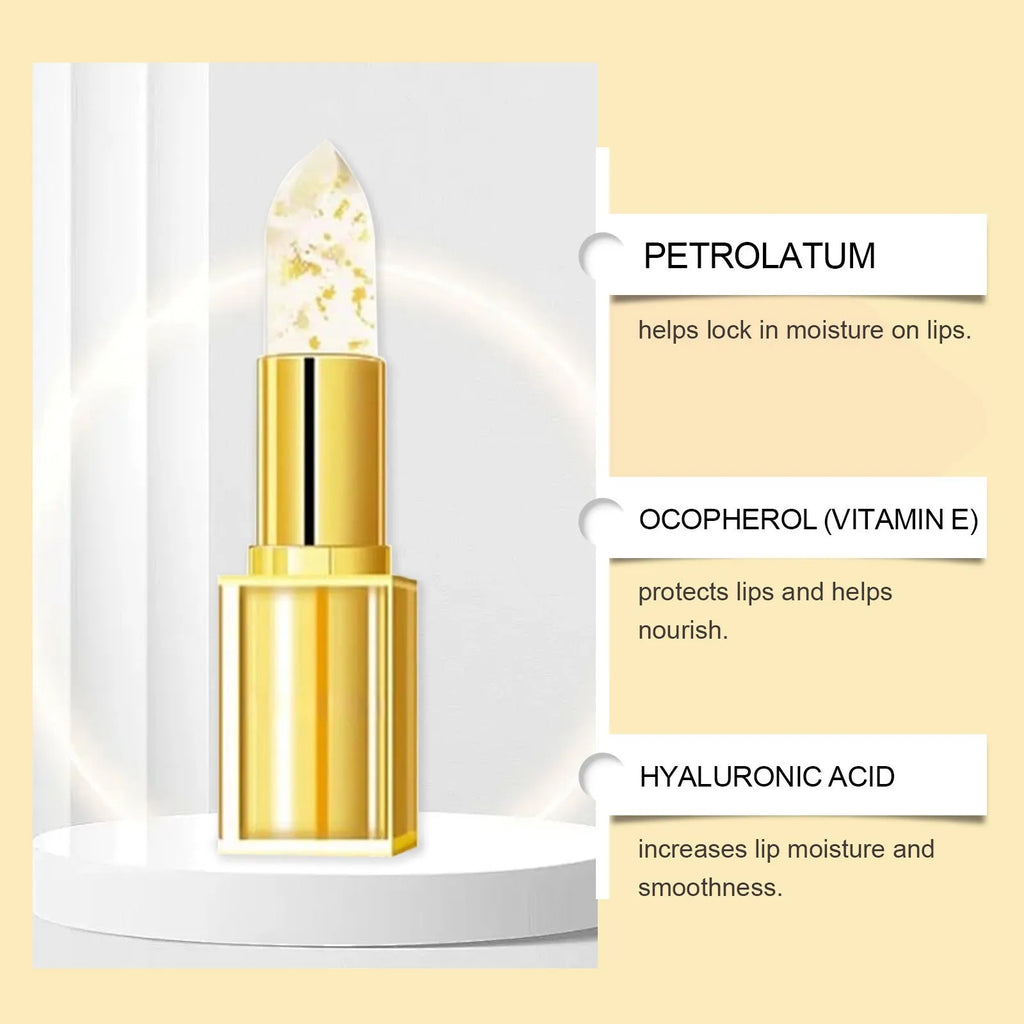 Gold Foil Nourishing Lipstick in a black case, 3.5g net weight.