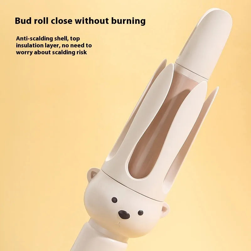 Beige anion automatic hair curler with FS-H208 negative ion technology and multiple plug options