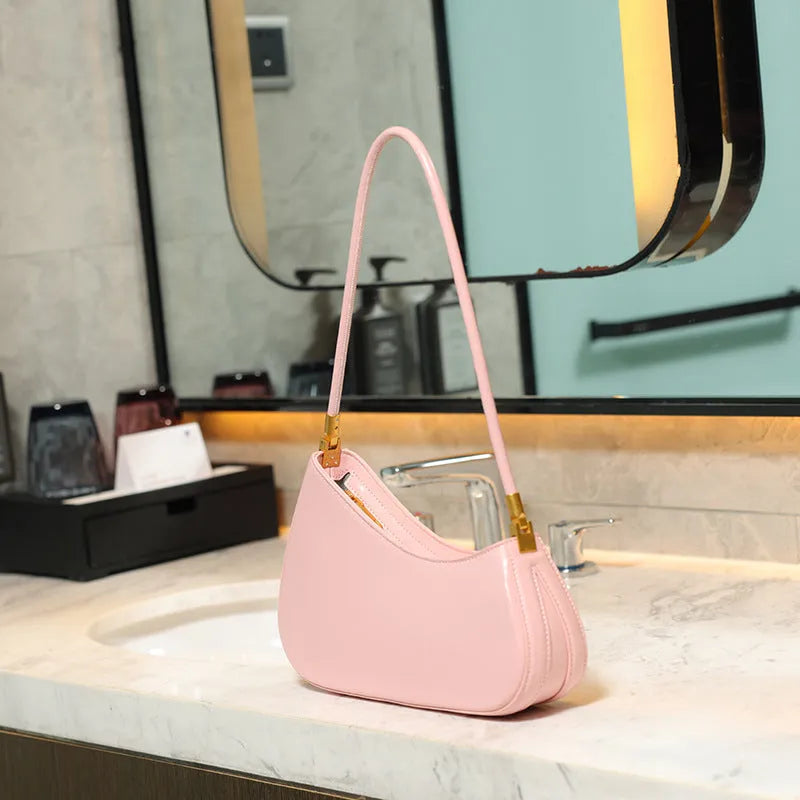 Retro oval underarm handbag for women in various colours with single shoulder strap