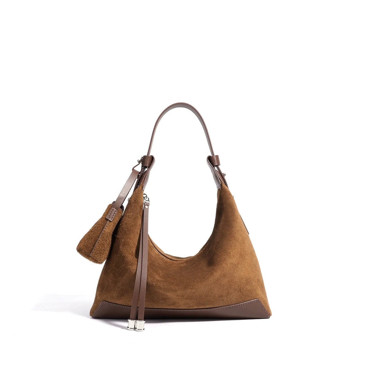 Soft first layer cowhide leather horizontal square shoulder messenger bag with sandwich pocket and double joint straps