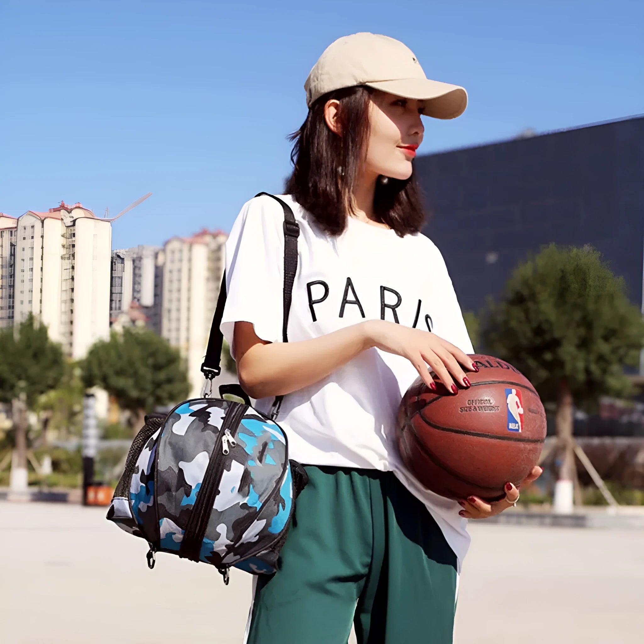 9L capacity basketball training bag in Oxford cloth with one-shoulder and two-shoulder carrying options