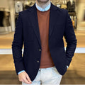 Men's loose fit cotton retro suit jacket in army green colour with tailored casual styling