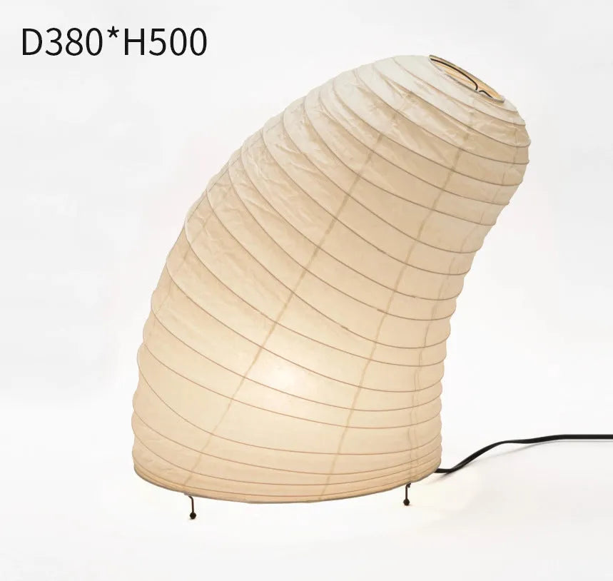 Japanese style handmade rice paper table lamp with aluminium base and dimmable lighting
