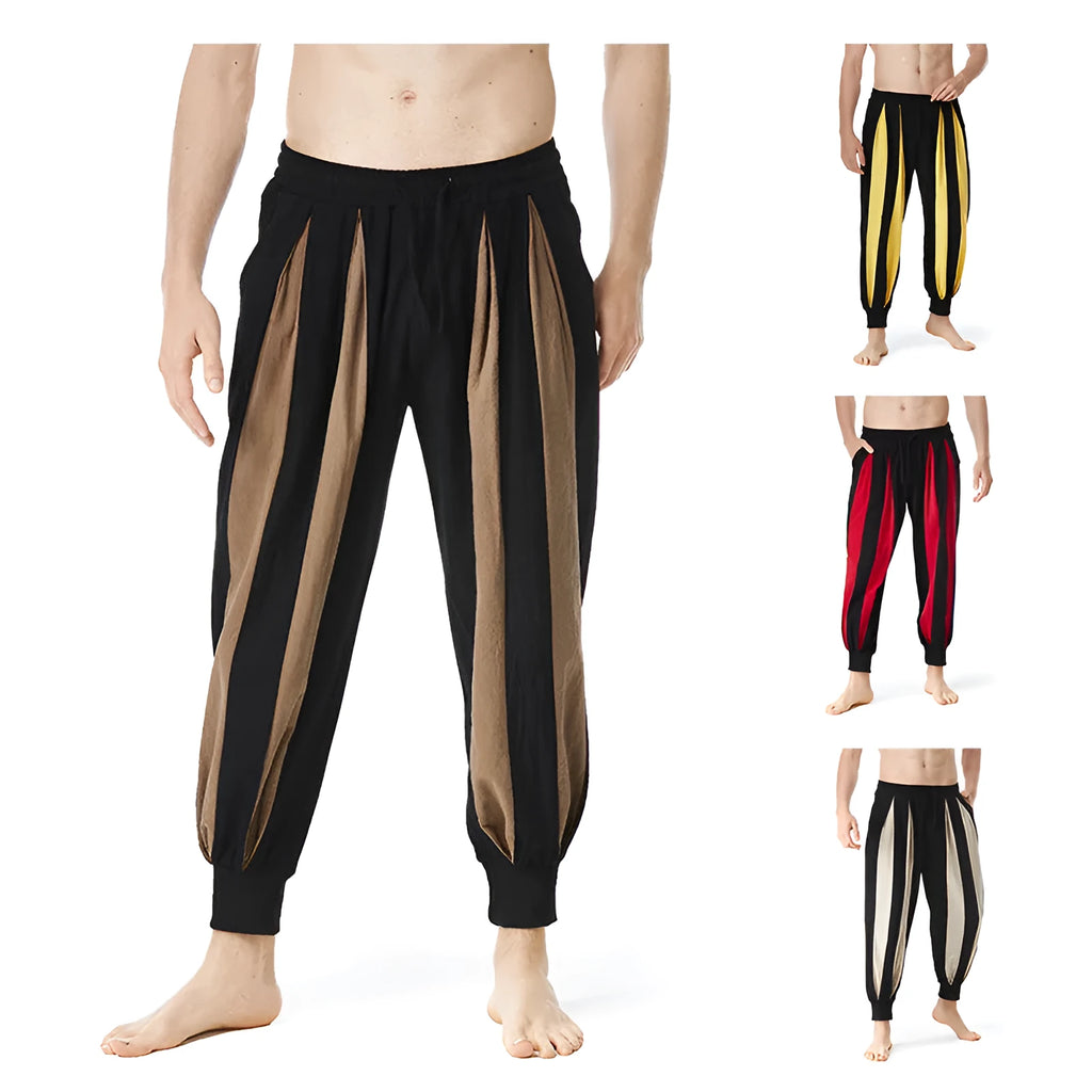 Men's straight-cut casual trousers in polyester available in four colours with Asian sizing standards