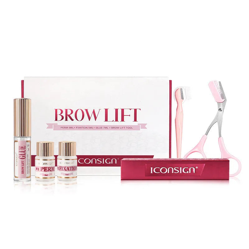 Pink Eyebrow Quick Ironing solution kit for eyebrow lamination and perm treatments.