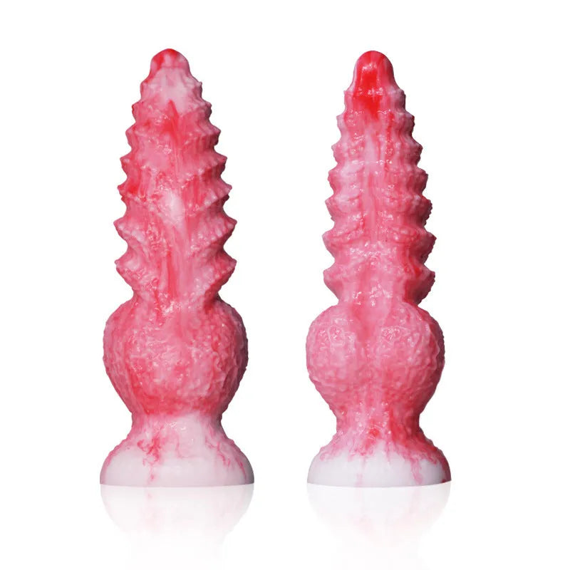 Pink platinum silicone penis-shaped women's masturbation device with Berserker S and M options