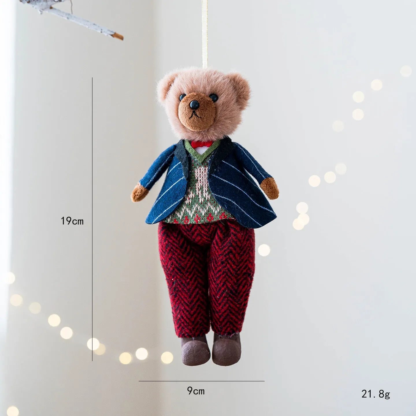Princess bear and gentleman bear plush doll set with plaid cotton suits and cartoon styling