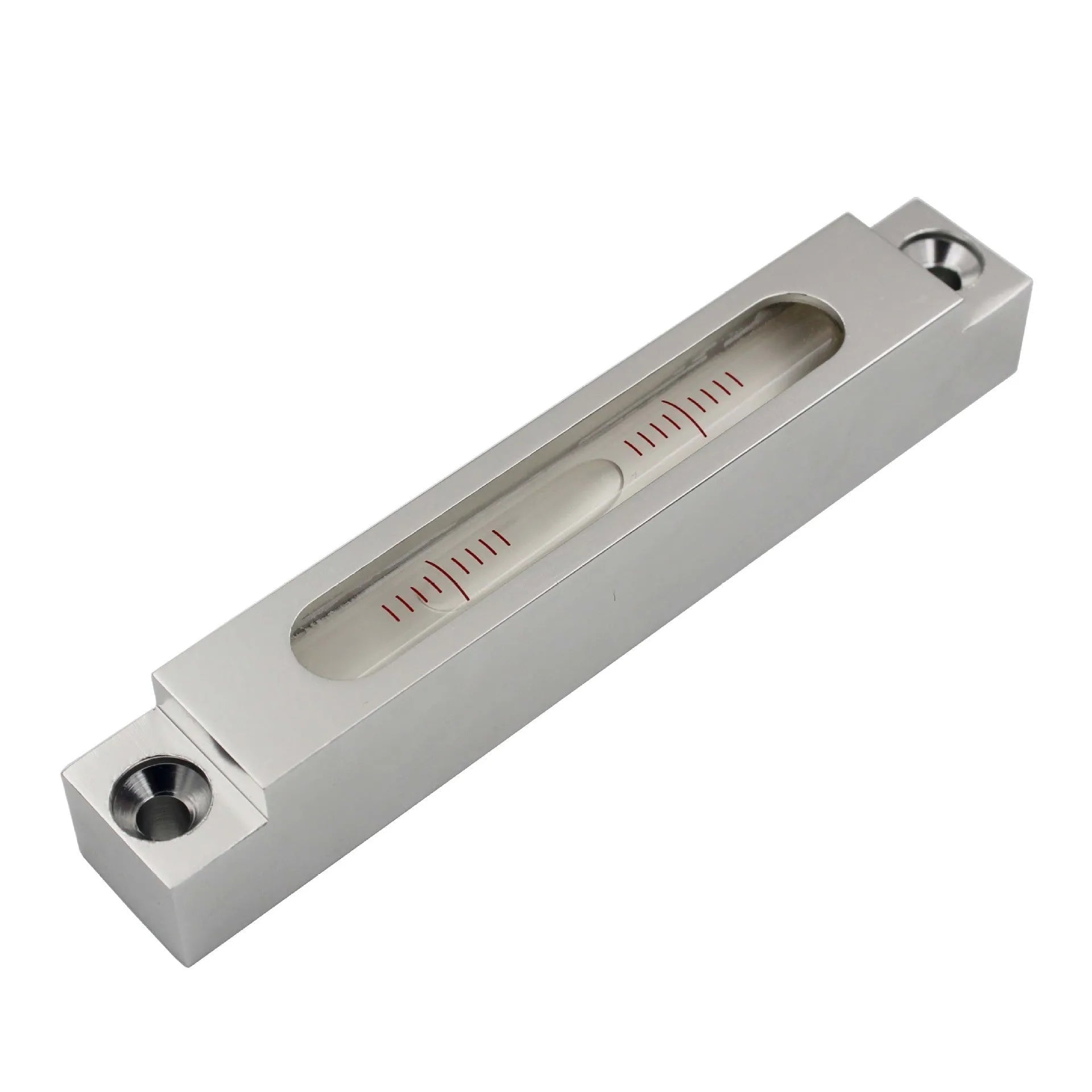 Miniature metal and glass spirit level for machine tool decoration with measurement scale