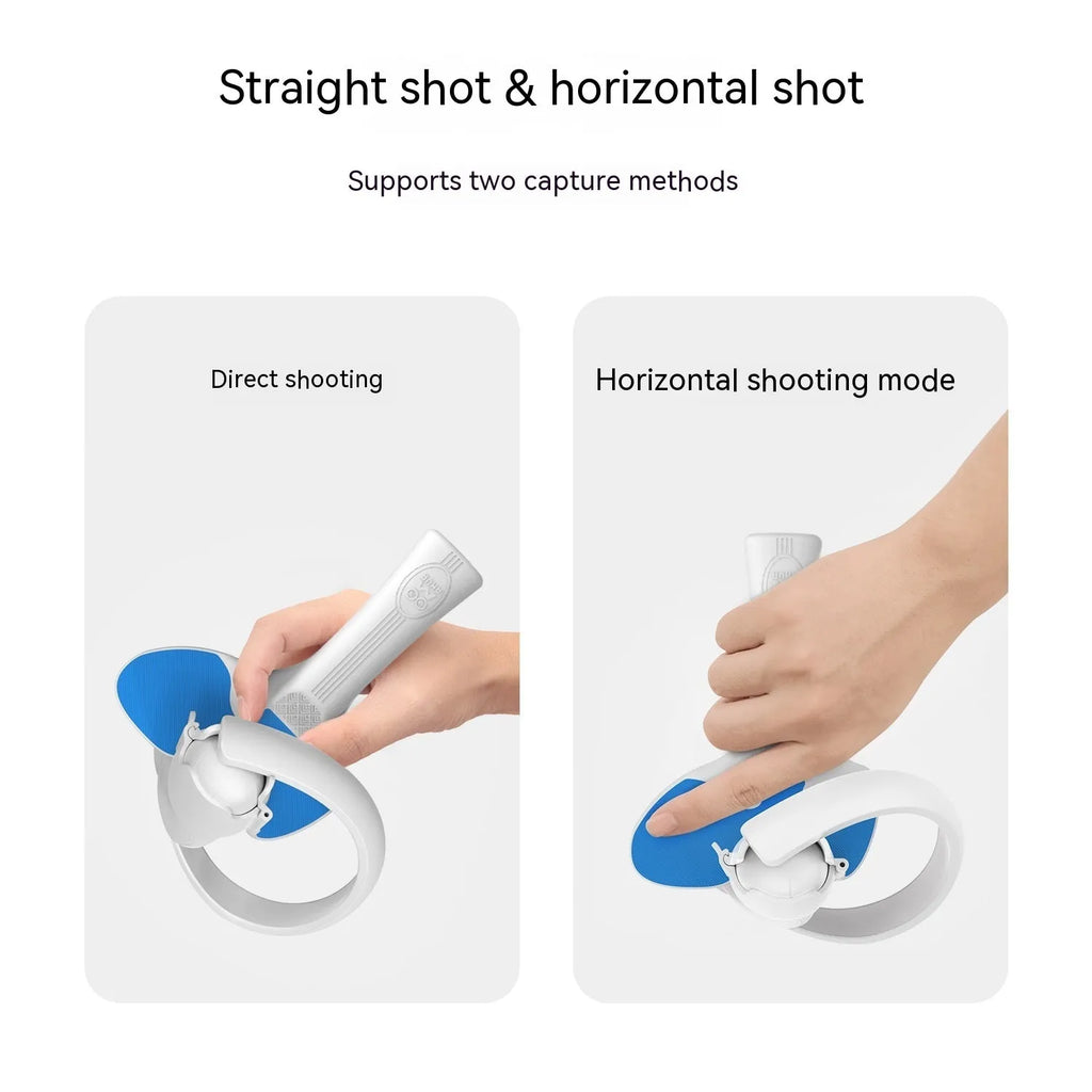 Red and blue plastic silicone table tennis racket hand grip accessory for Pico 4 VR controller showing 160x110x80mm dimensions