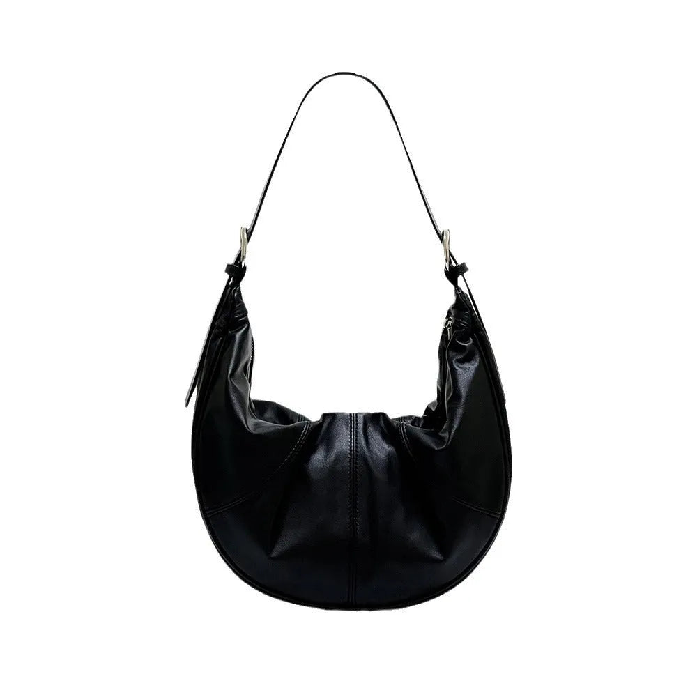 Women's genuine leather shoulder bag with dumpling shape design in four colour options