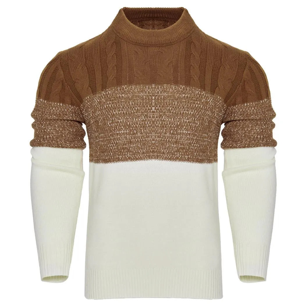 A men's thick-knit long-sleeved pullover sweater in a casual style for winter