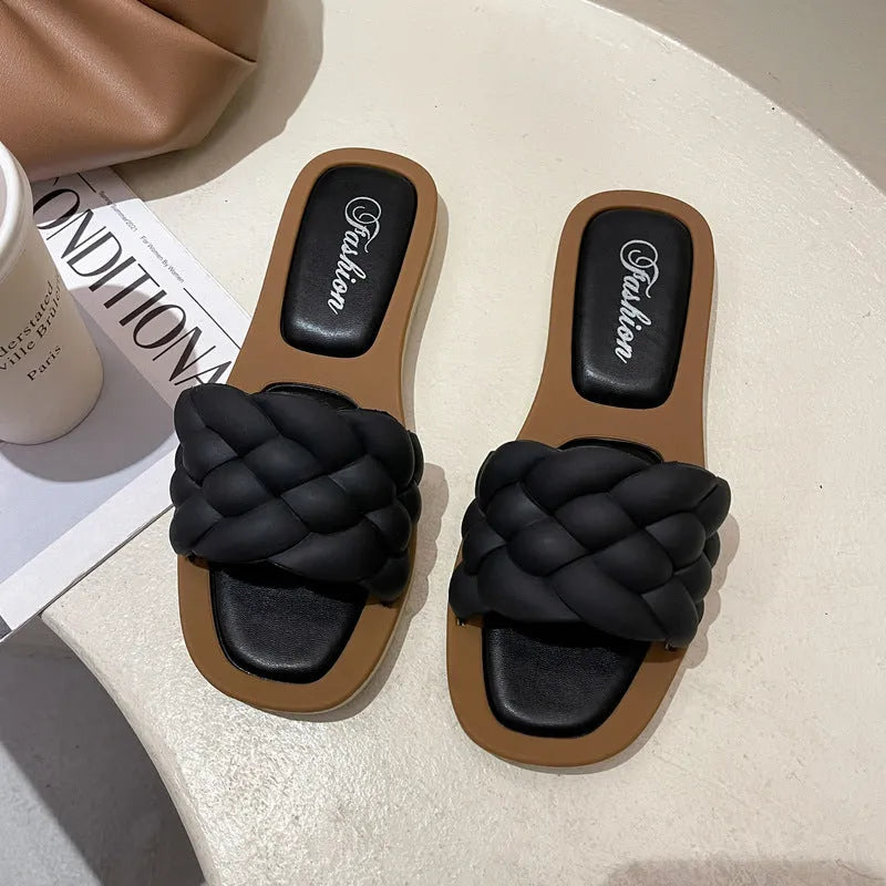 Women's casual PVC beach sandals with a thick non-slip sole, shown in white, green, orange, or black.