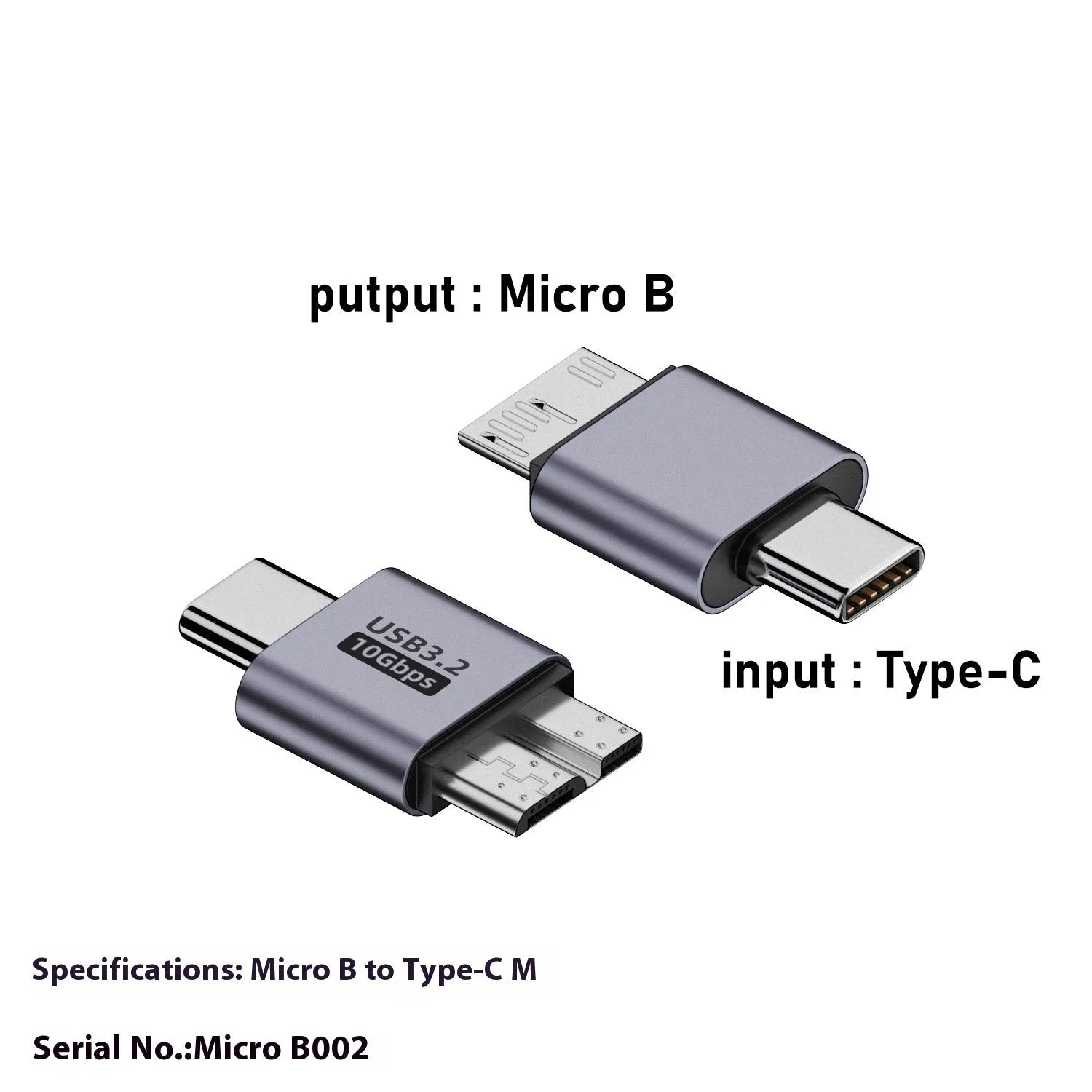 Micro B USB adapter converter showing male to female connection for old mobile hard disk box and phone charging