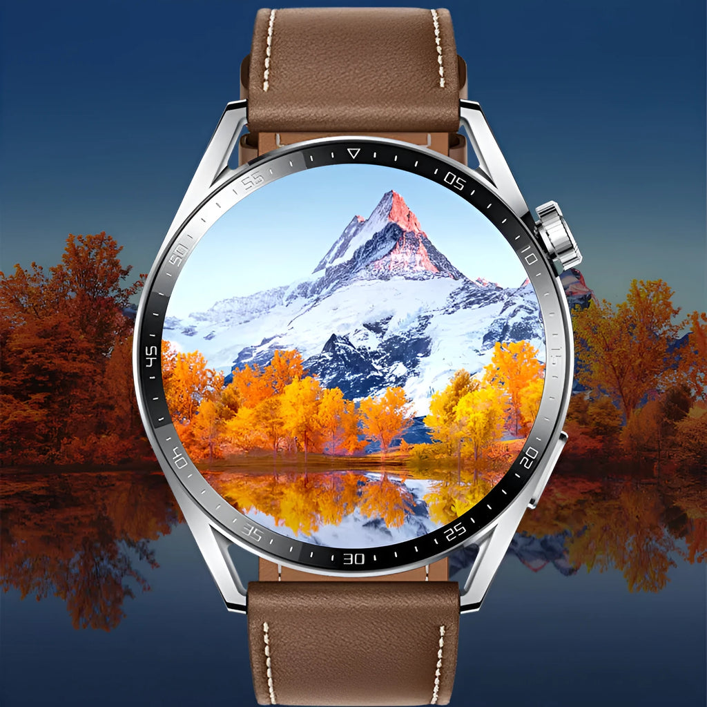 Black or silver GS3 Max smartwatch with 1.35-inch screen on a silicone strap, showing health stats and call interface.