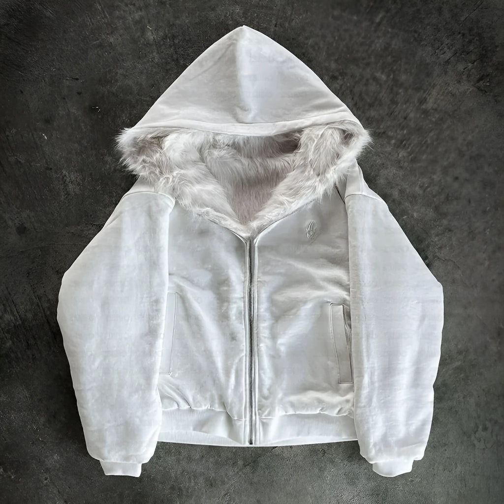 Casual baggy cardigan-style coat for men and women in white or black, with long sleeves.