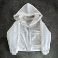 Casual baggy cardigan-style coat for men and women in white or black, with long sleeves.